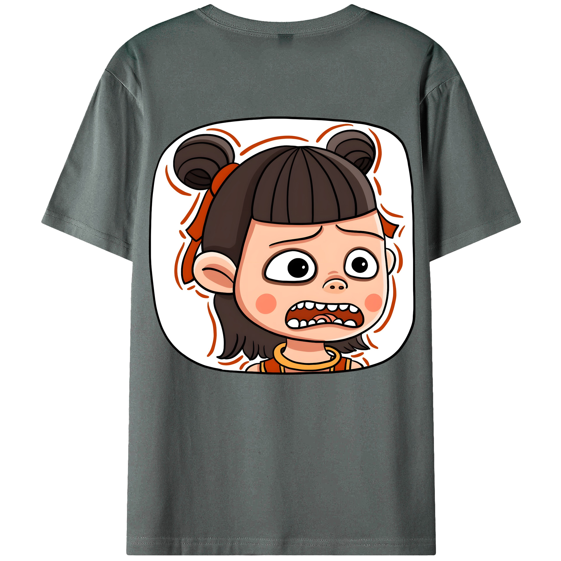 （画像用） Ne Zha 2 ナタ 魔童の大暴れ 綿100％ メンズ半袖Tシャツ（バックプリント） 通気性